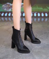 Gun Farbe Kunstleder Spleißen Blockabsatz Stiefel Spitzschuh